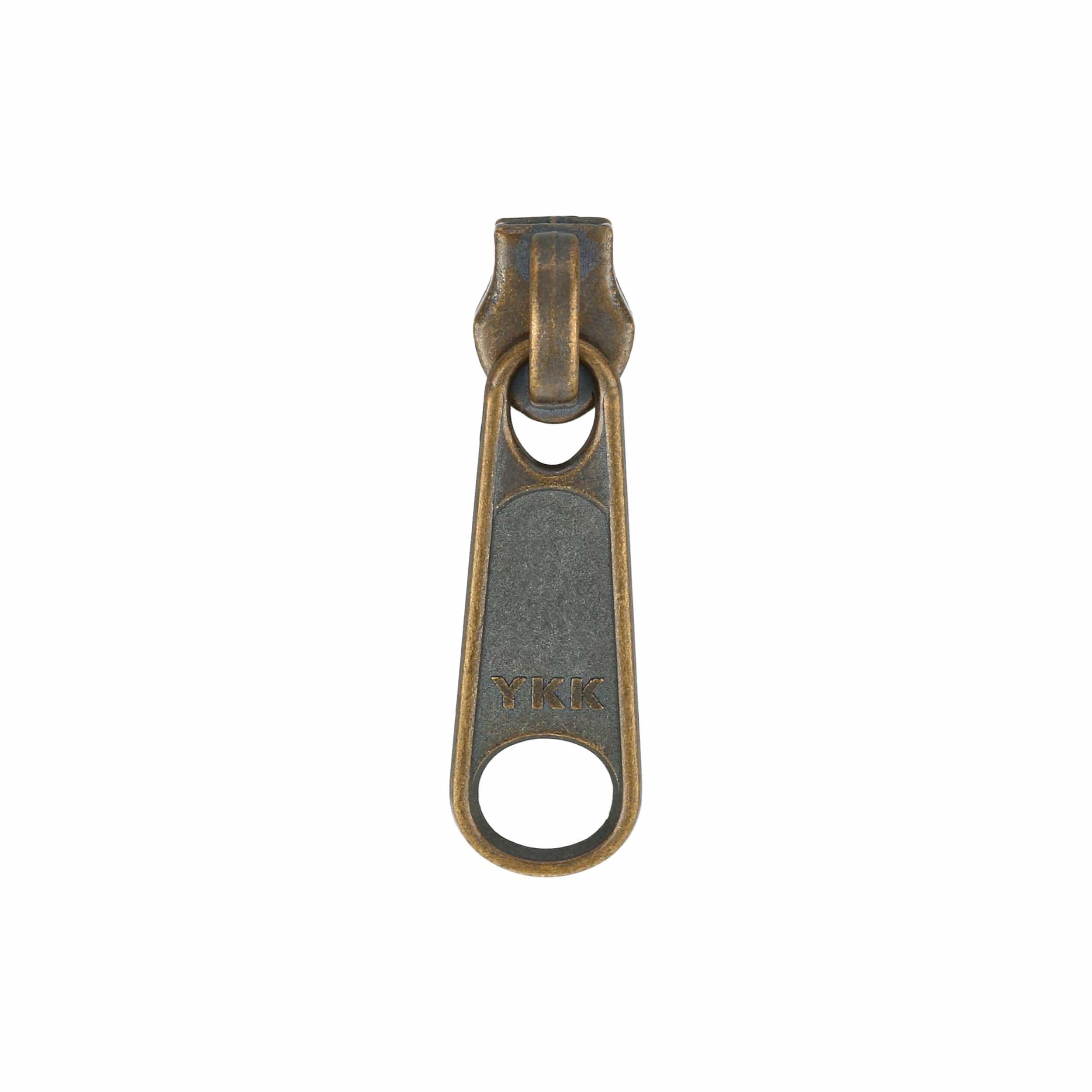 #4.5 Antique Brass, Coil, YKK Long Tab Semi-Swivel Slider, Zinc Alloy