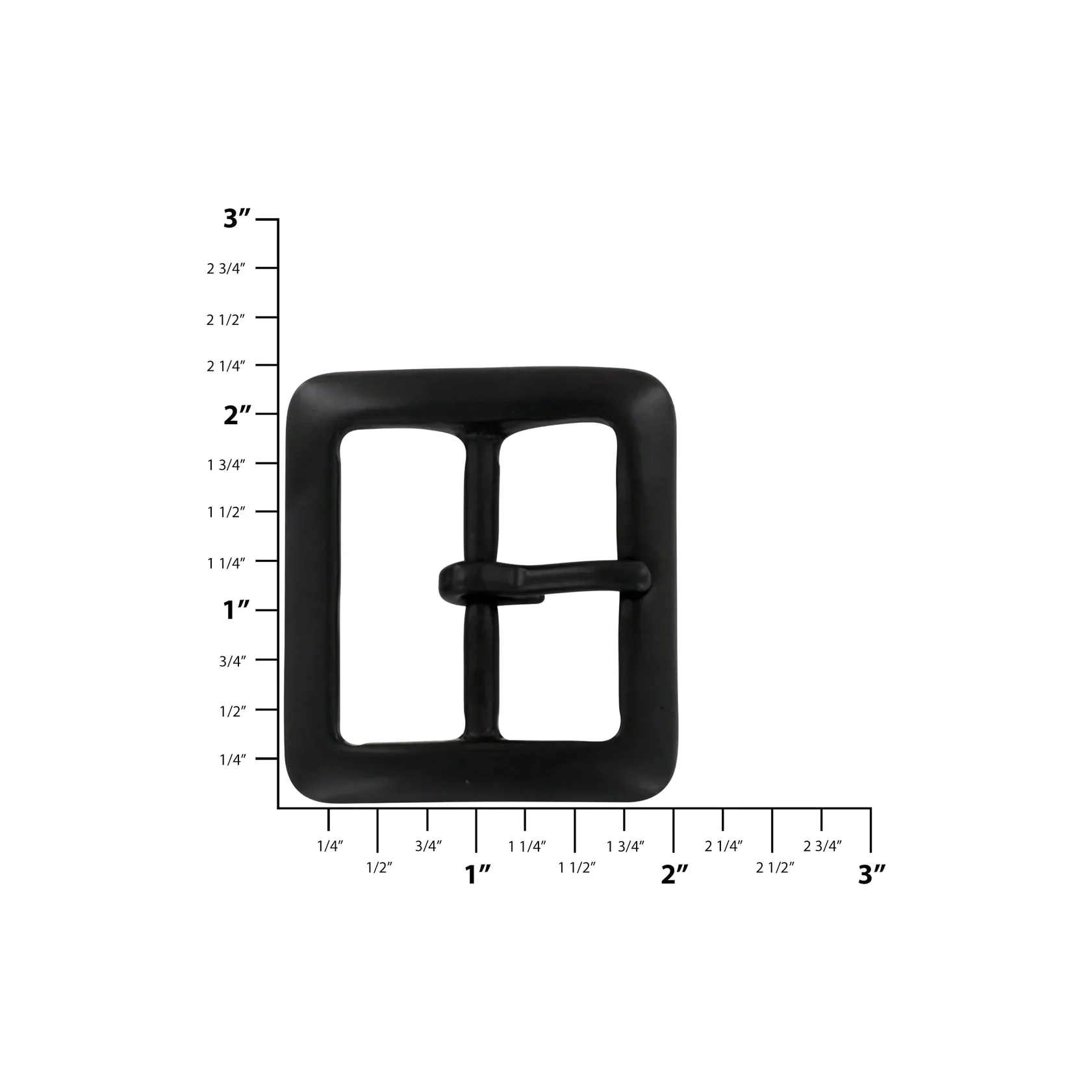 1 1/2" Matte Black, Sam Browne Center Bar Buckle, Solid Brass - Image 2