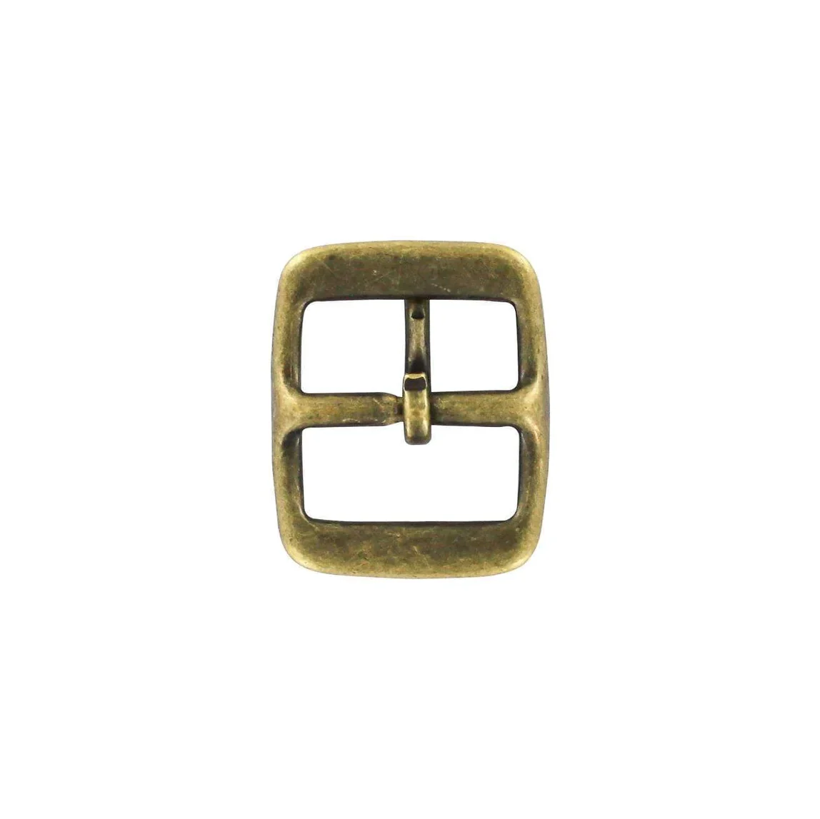 1" Antique Brass, 1.5"x1.75" Rectangular Center Bar Buckle, Solid Brass - Image 3