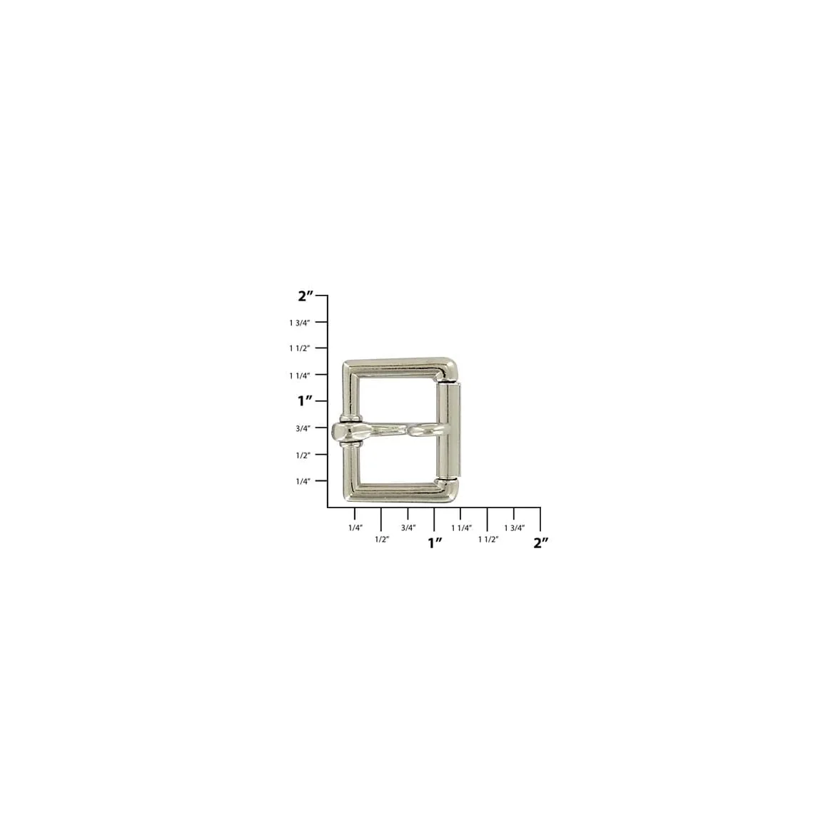 1" Nickel, Locking Tongue Heel Bar Roller Buckle, Zinc Alloy - Image 2