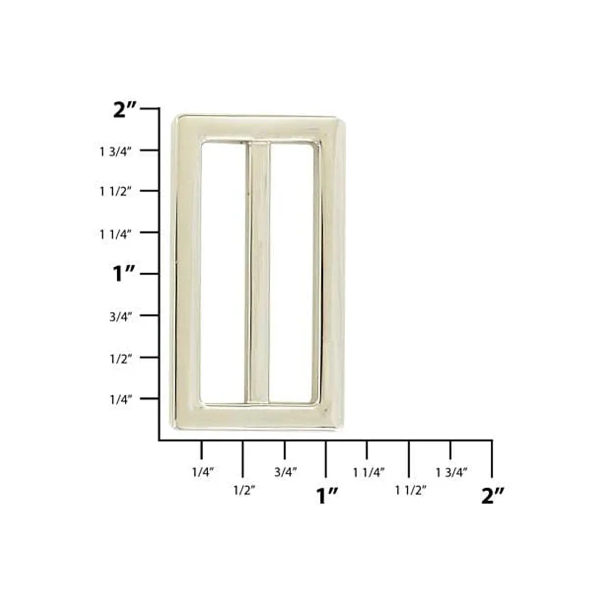 1 1/2" Shiny Nickel, Cast Strap Tri Glide Slider, Zinc Alloy - Image 2
