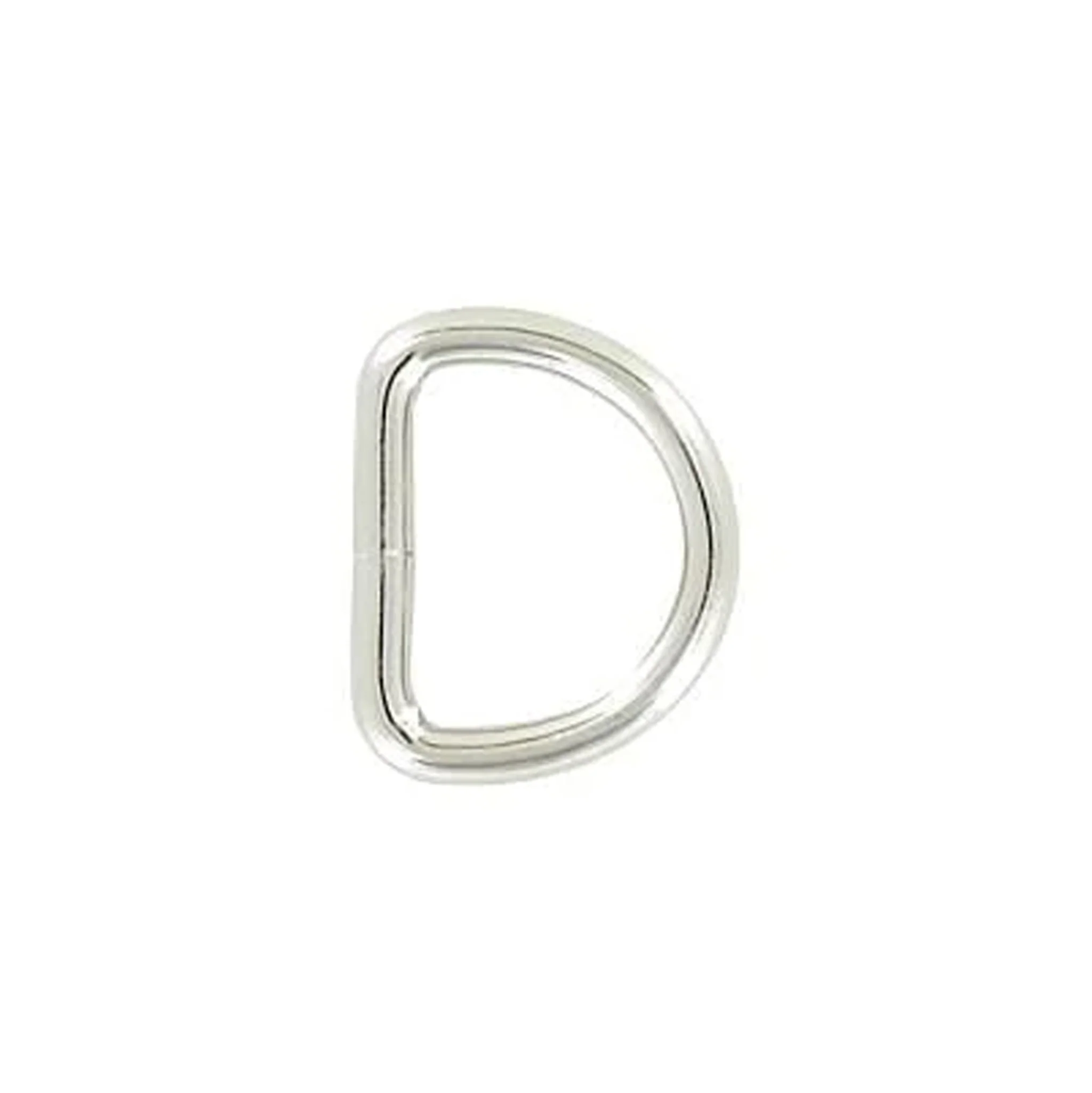 3/4" Shiny Nickel, Welded D Ring, Steel