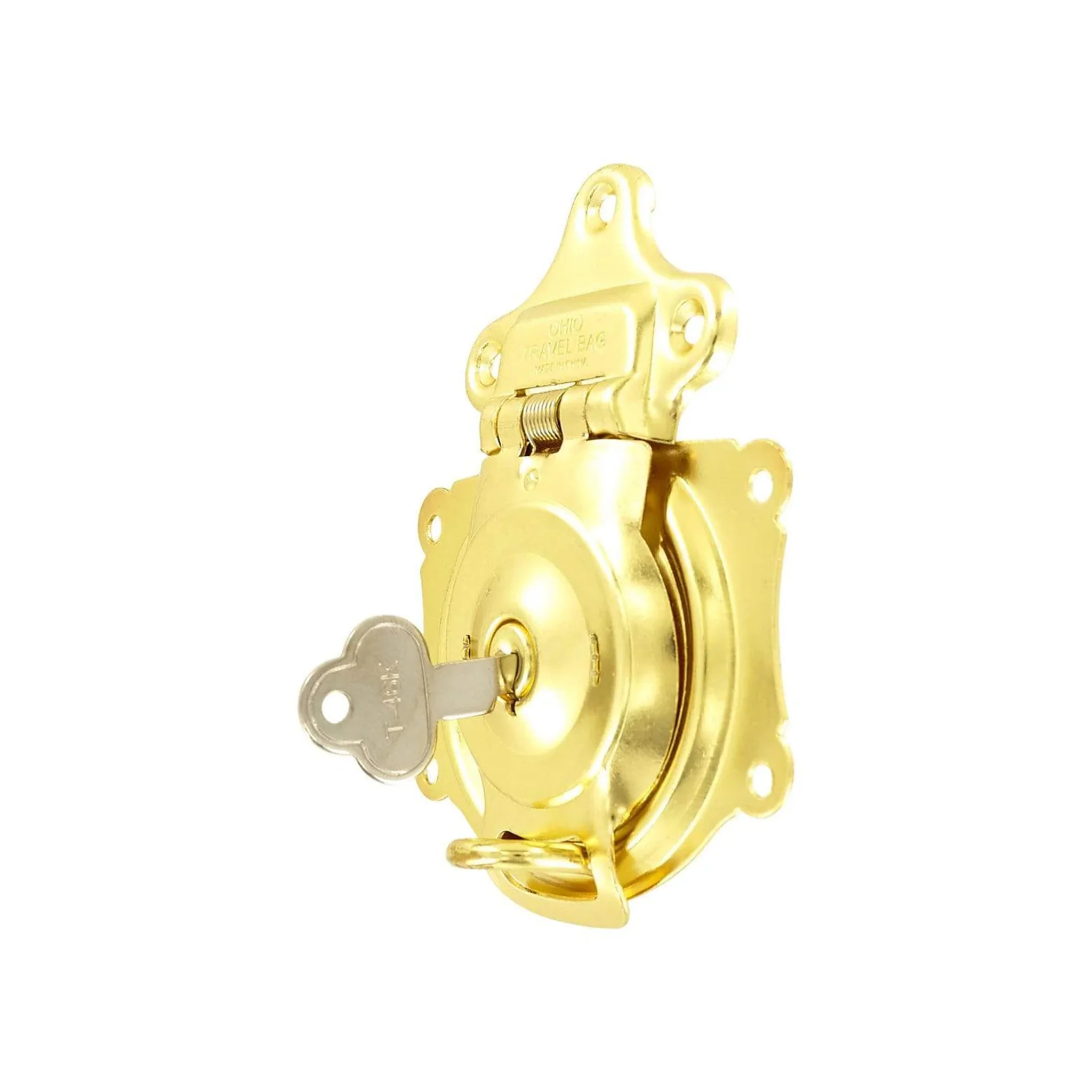 3 1/2" Brass, Large Trunk Lock w/ Spring, Steel - Image 3