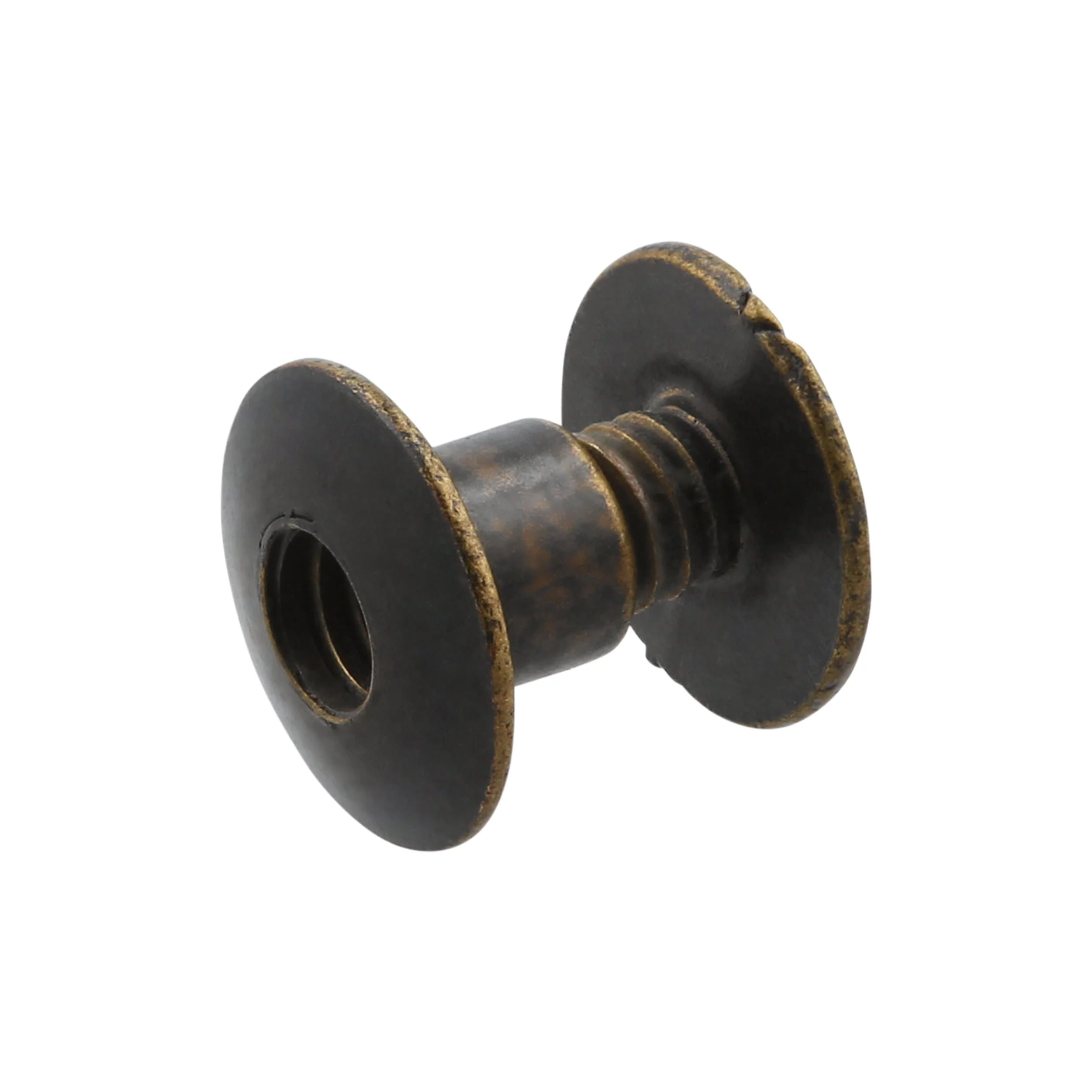 3/16" Antique Brass, Open Hole Chicago Screw, Solid Brass PK10 - Image 2