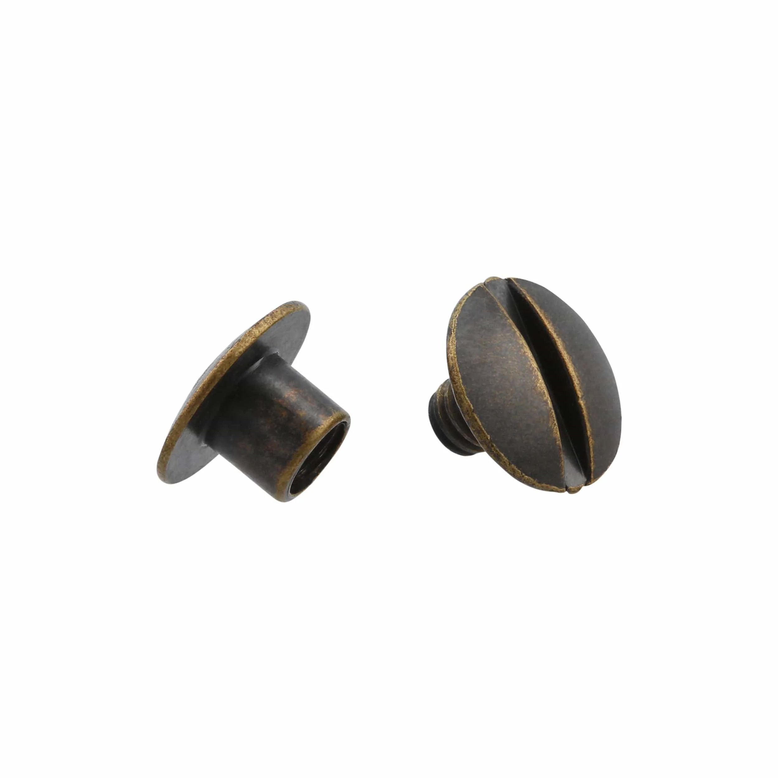 3/16" Antique Brass, Open Hole Chicago Screw, Solid Brass PK10 - Image 3