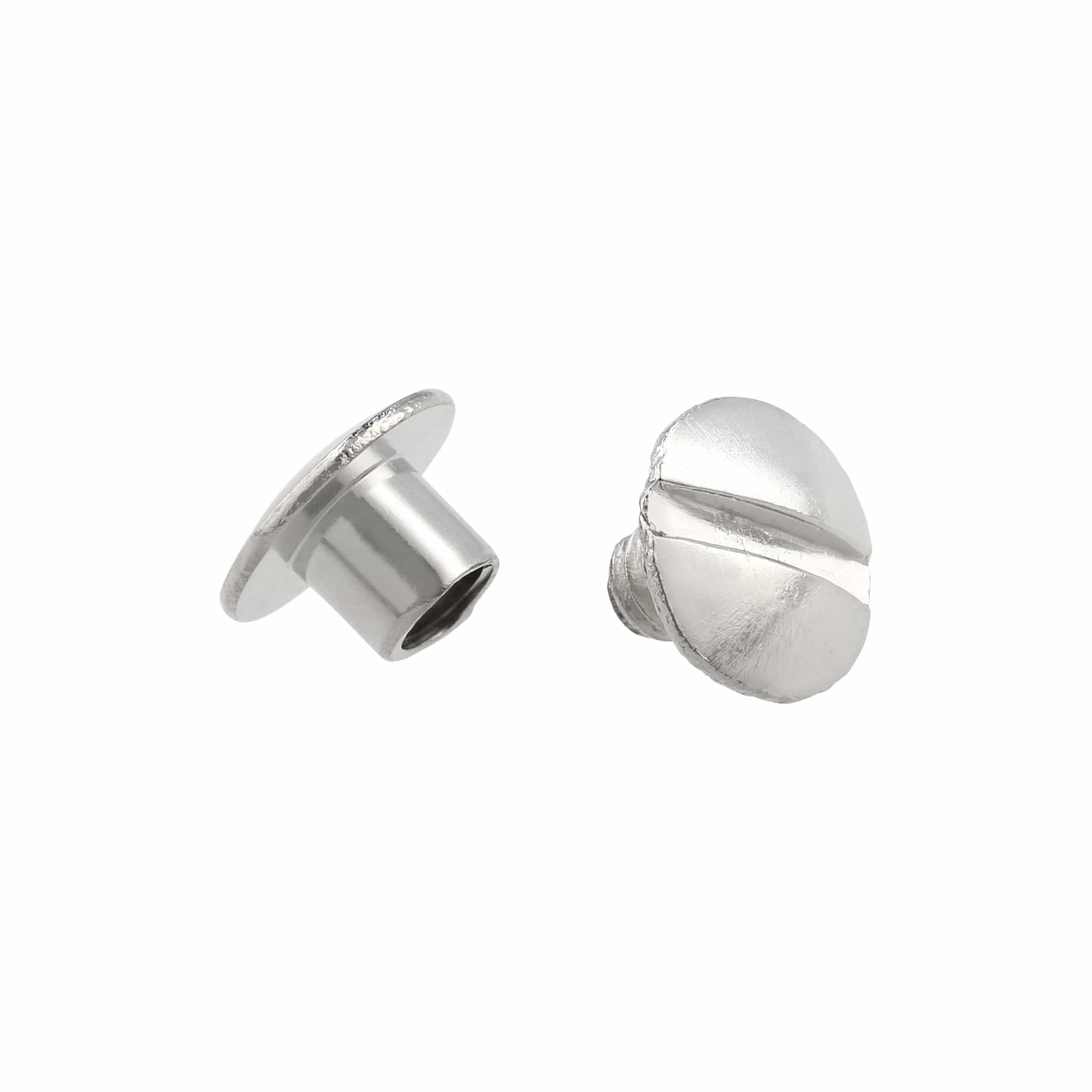 3/16" Nickel, Open Hole Chicago Screw, Solid Brass PK10 - Image 3