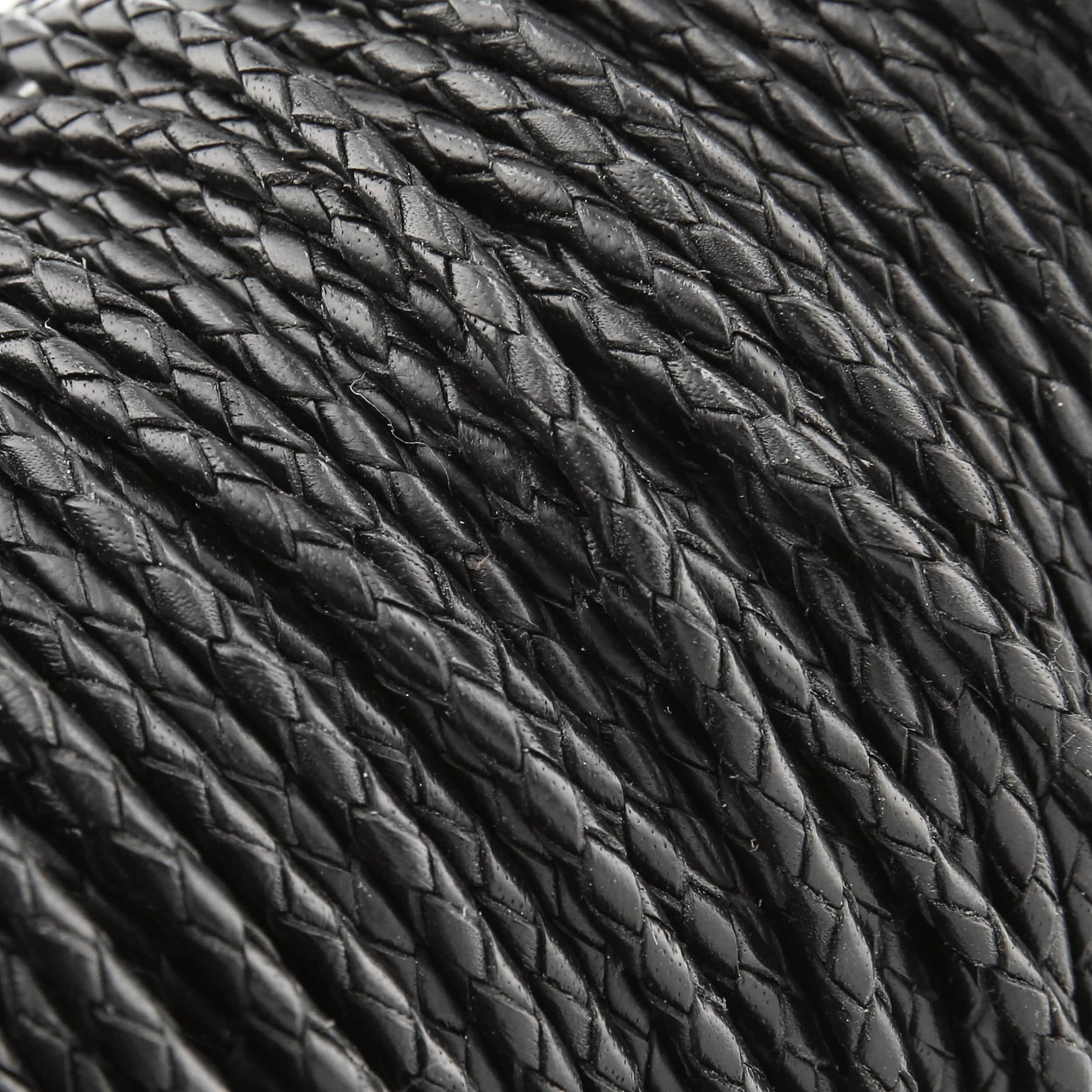 3mm Black, Braided Bolo Cord, Leather