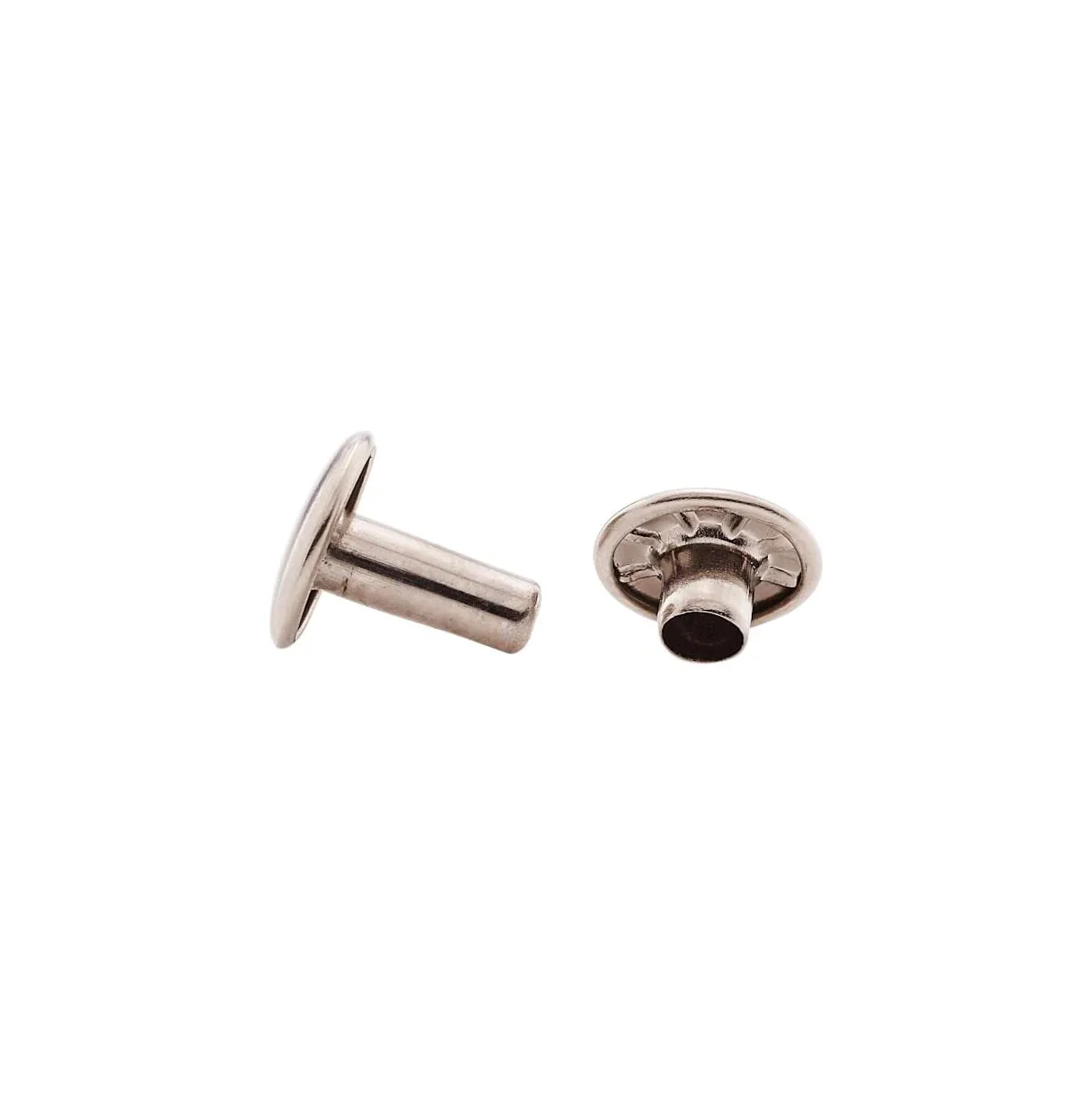 9mm Nickel, Double Cap Jiffy Rivet, Solid Brass-100ct - Image 2