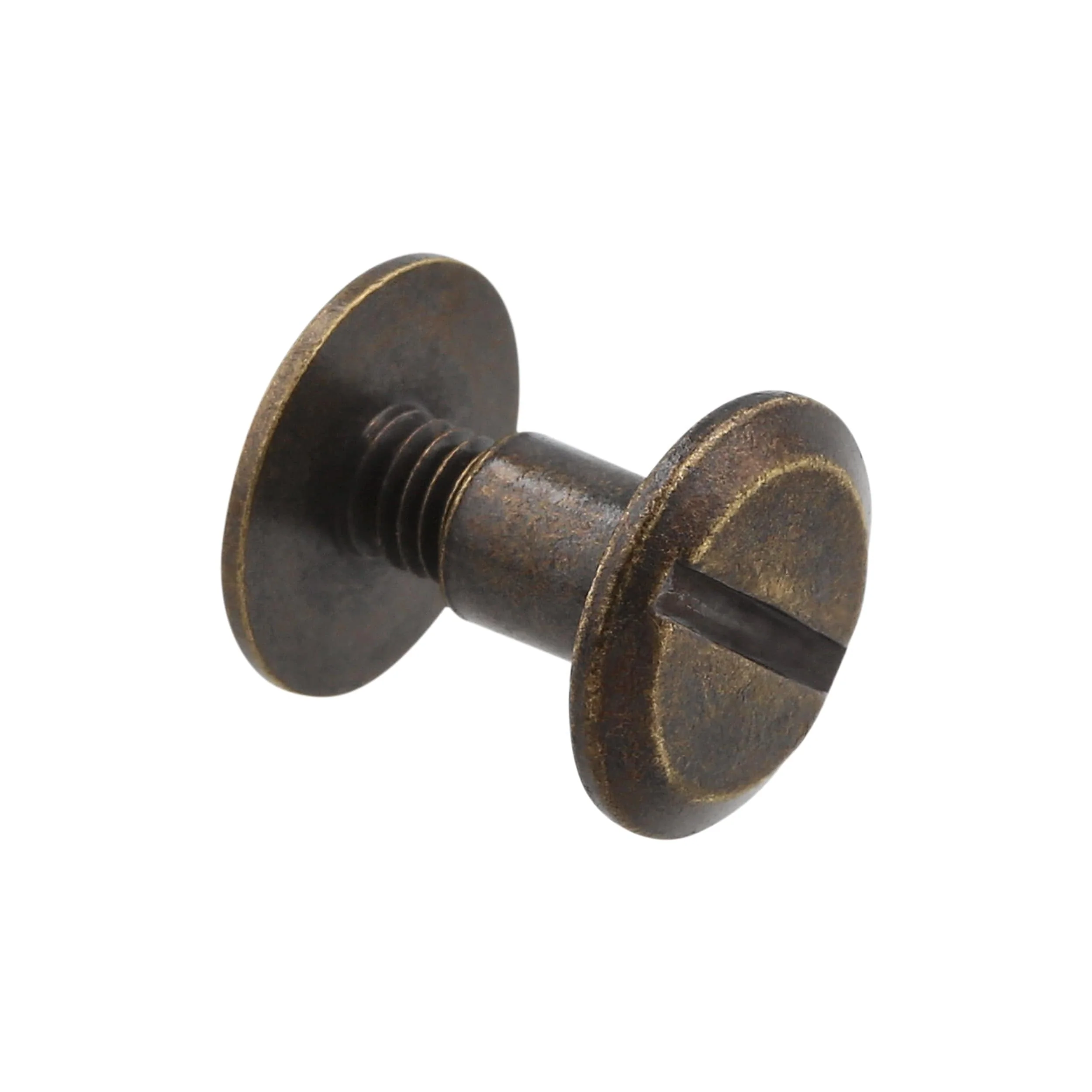 1/4" Antique Brass, Flat Top Chicago Screw, Solid Brass PK10 - Image 2