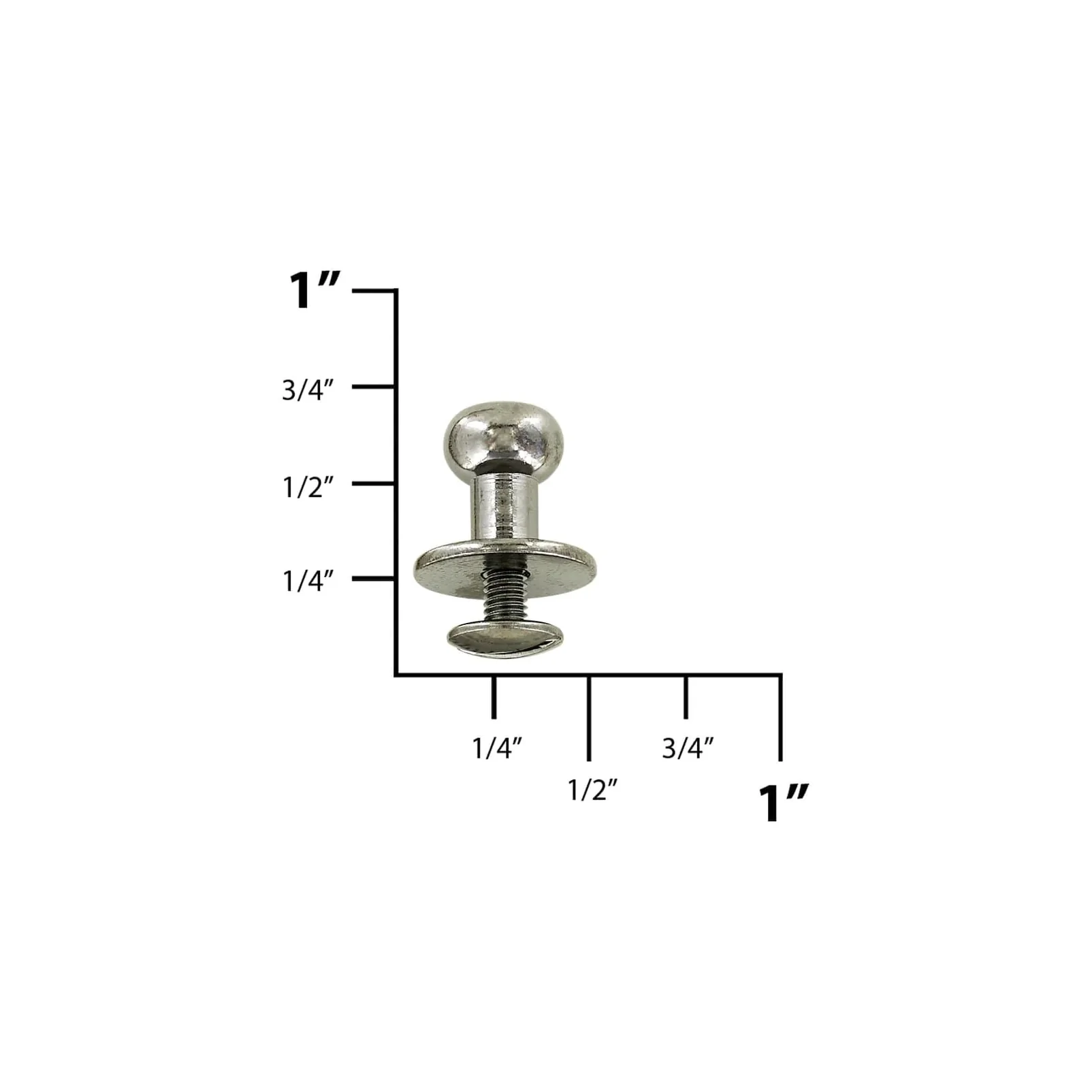 12mm, Gunmetal, Flat Top Collar Button Stud with Screw, Solid Brass - Image 2