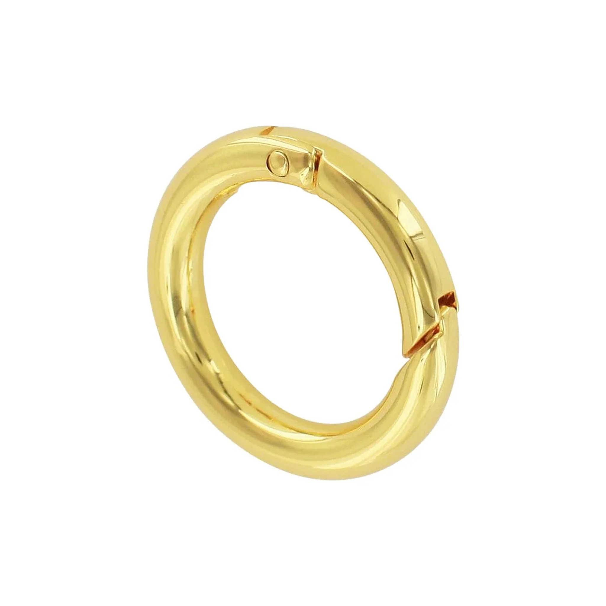 1" Shiny Gold, Spring Gate Round Ring, Zinc Alloy - Image 3