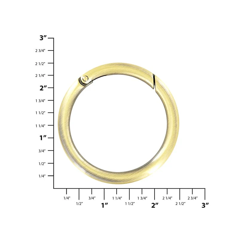 2" Antique Brass, Spring Gate Round RIng, Zinc Alloy - Image 4