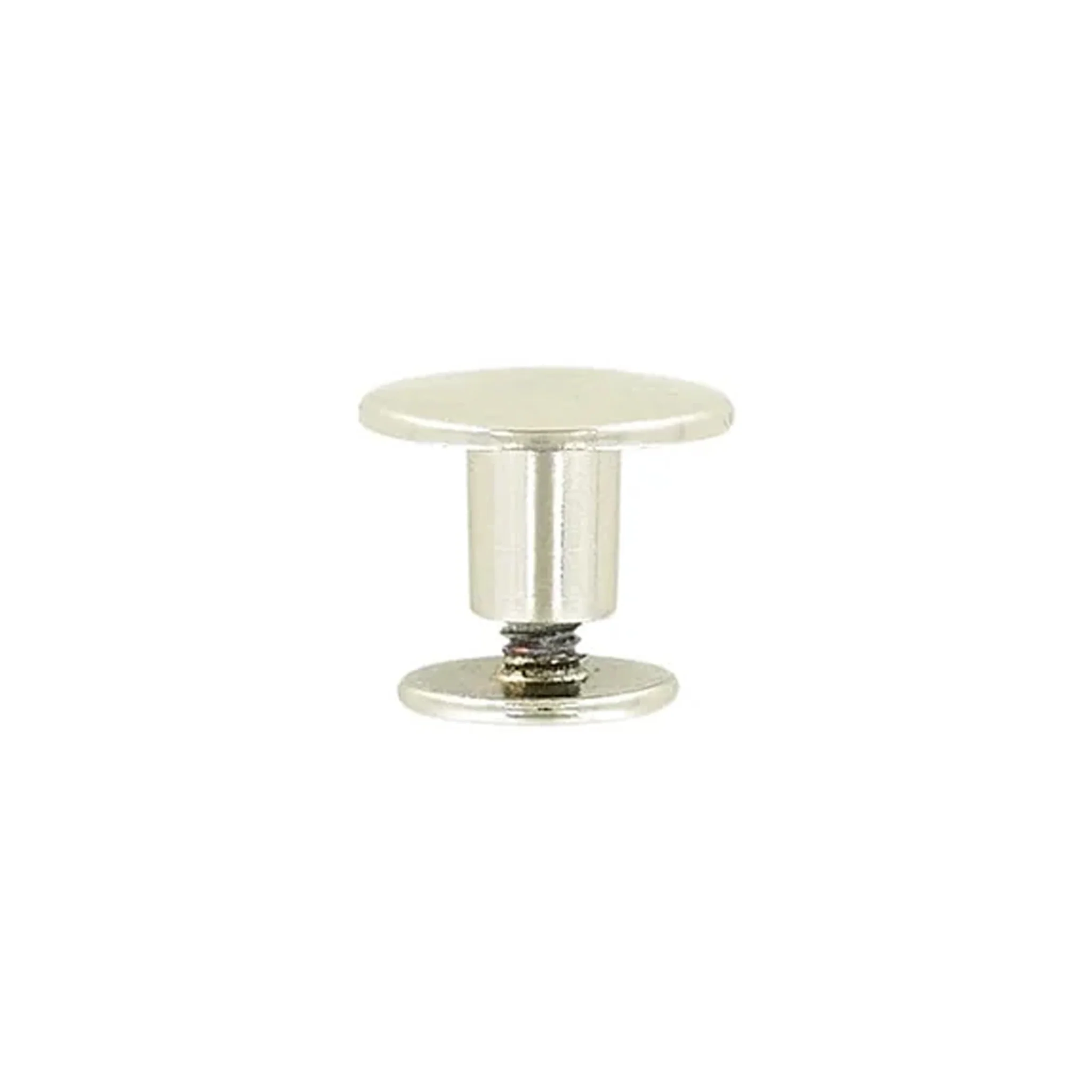 11mm Shiny Nickel, Flat Top Stud with Screw, Zinc Alloy - PK5