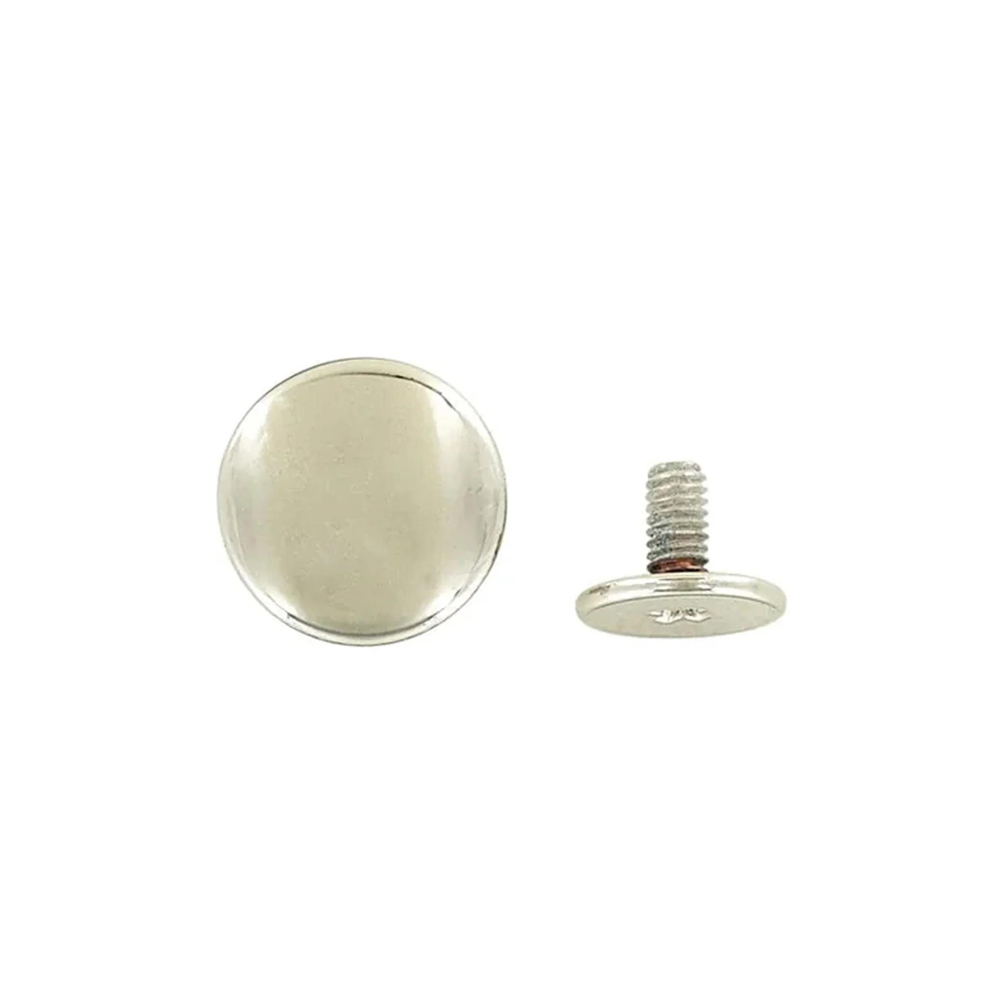 11mm Shiny Nickel, Flat Top Stud with Screw, Zinc Alloy - PK5 - Image 3