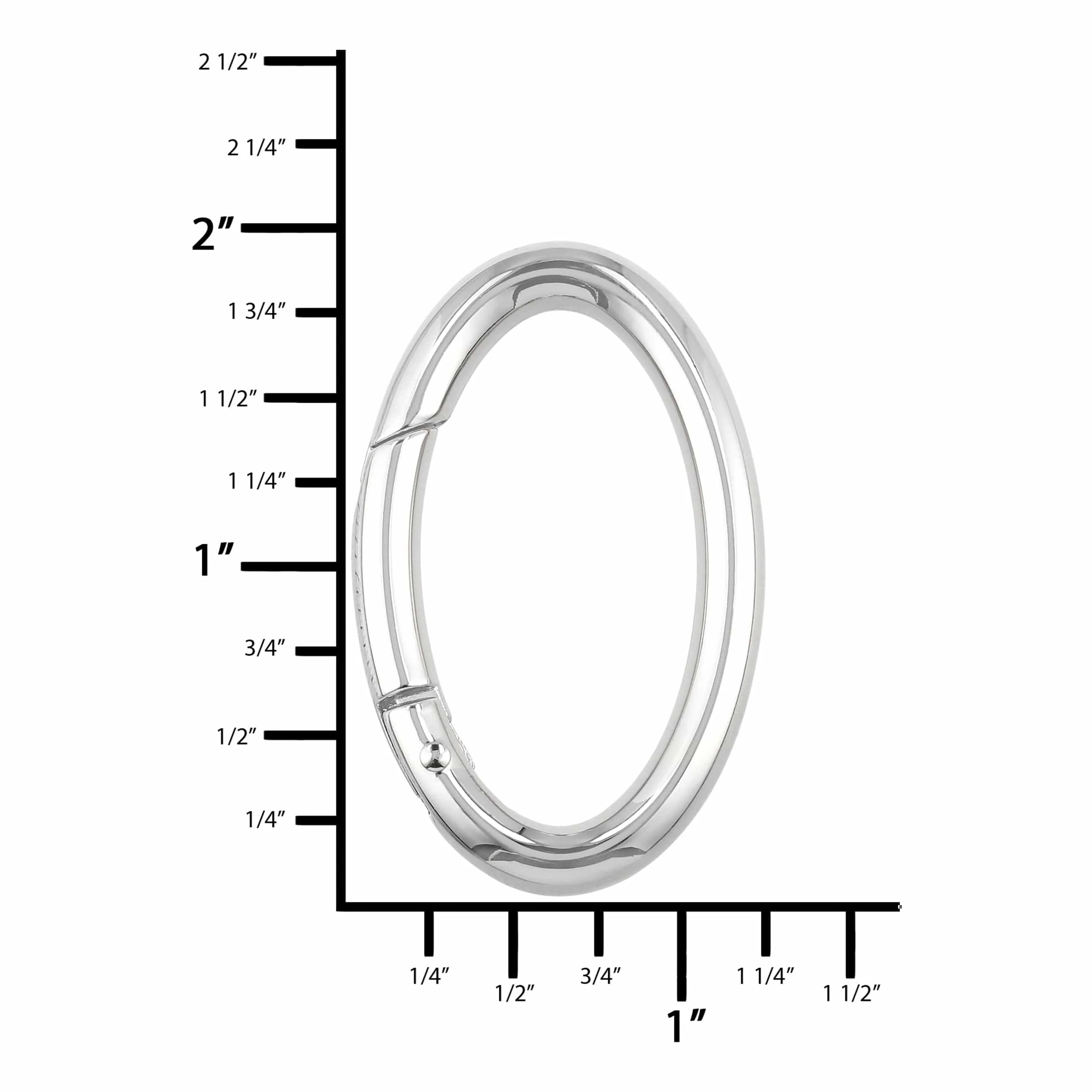1 1/2" Nickel, Spring Gate Oval Ring, Zinc Alloy - Image 3