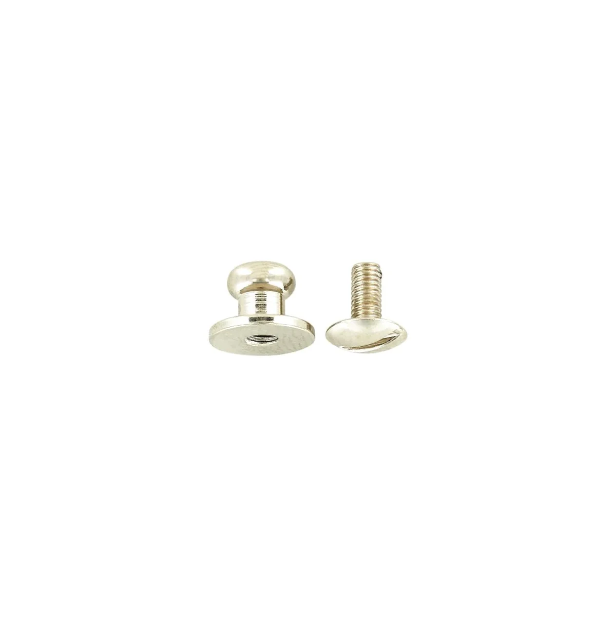 10mm, Shiny Nickel, Flat Top Collar Button Stud with Screw, Solid Brass - PK5 - Image 3