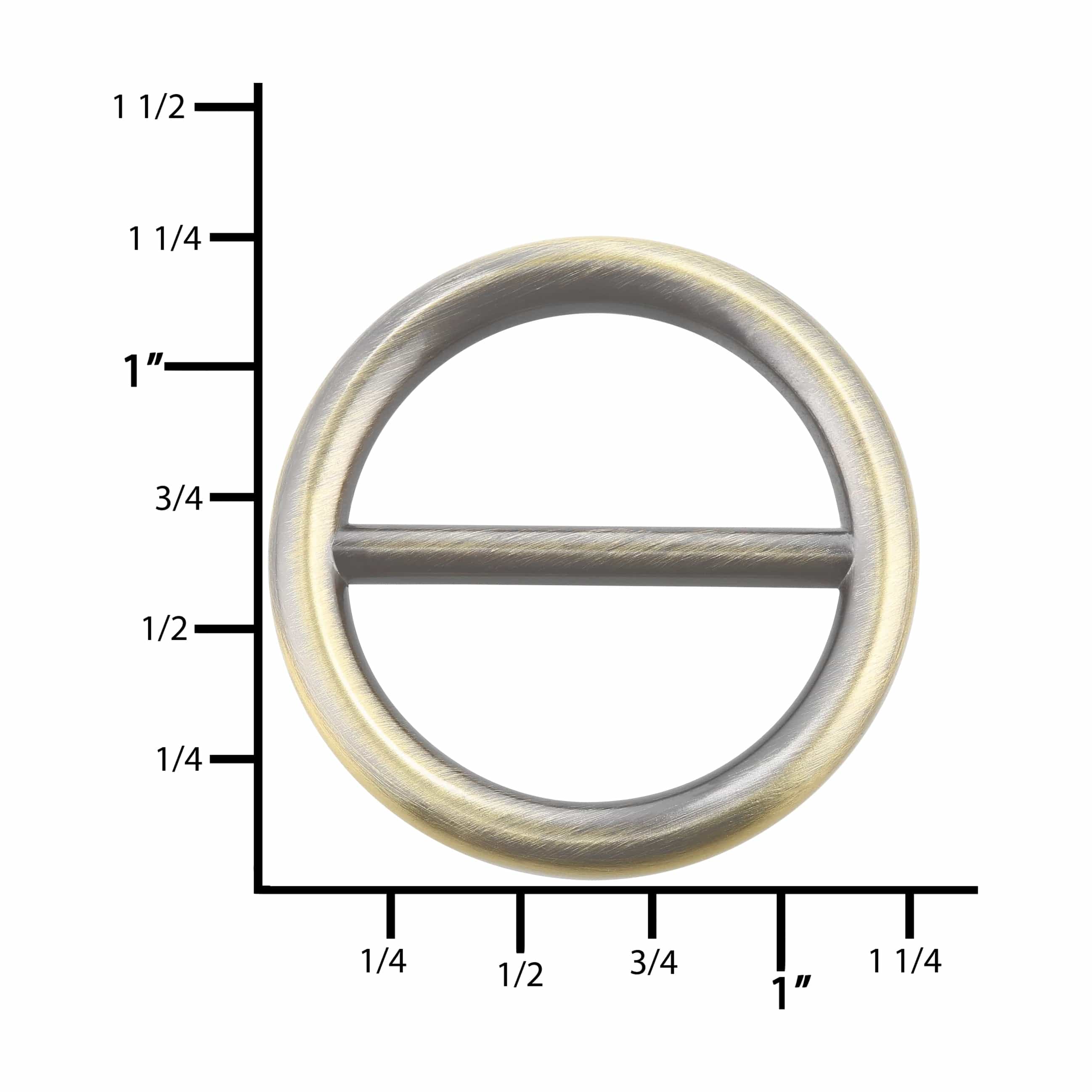 1" Antique Brass, Round Tri Glide Strap Slide, Zinc Alloy - Image 3