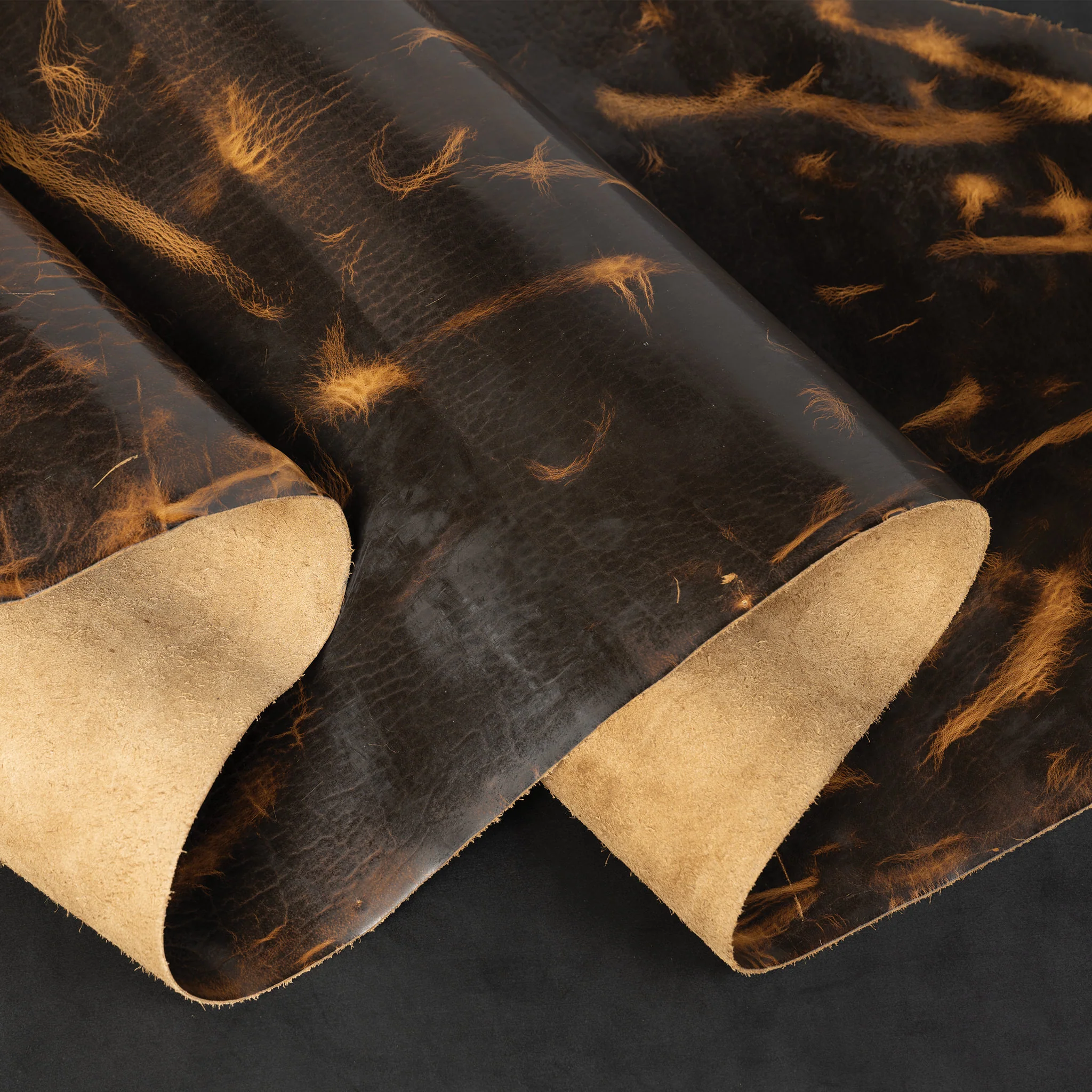 Sample, Burnt Chiptan American Bison Leather - Image 4