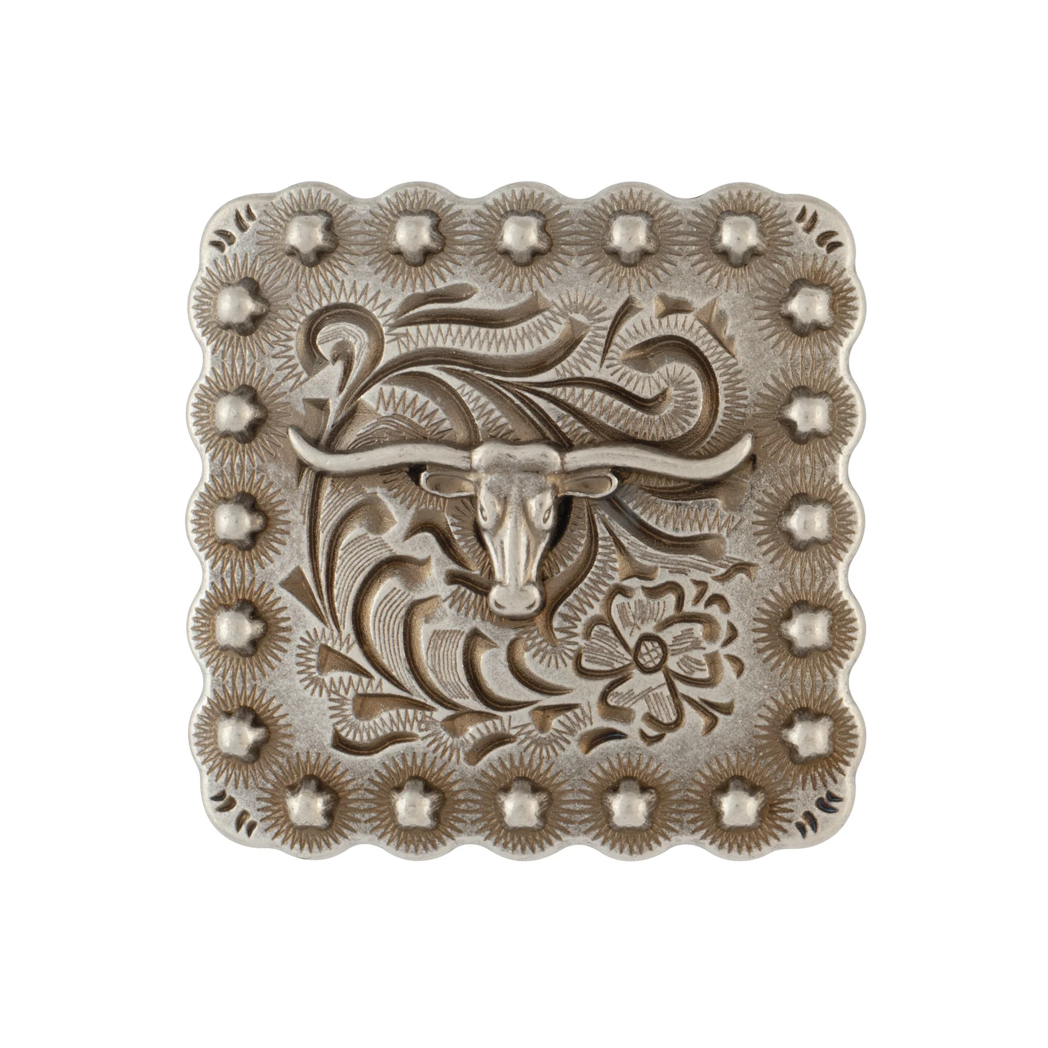 Square Longhorn Berry Concho - Image 6