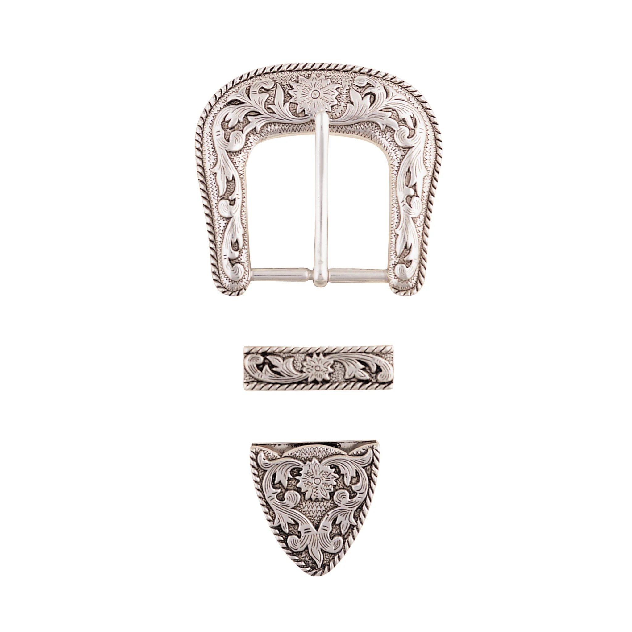Western Floral Buckle Loop & Tip Set, 1-1/2" - Image 2